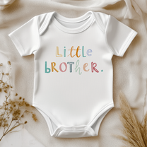 Little Brother Baby Bodysuit Rainbow Coloured Letters Announcement for Newborn Shower Gift