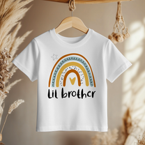 Big Brother Kids T-Shirt Rainbow Arc Gold Heart Star Announcement Gift