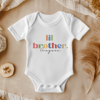 Personalised Bright Rainbow Letters 'Lil Brother' Baby Bodysuit