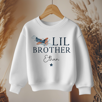 Personalised Toddler & Kids Lil Brother Blue Airplane Sweatshirt for Boys
