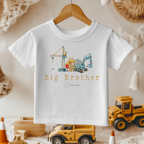 Personalised Big Brother Construction Crane Excavator T-Shirt for Boys
