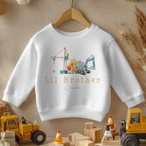 Personalised Toddler & Kids Lil Brother Construction Excavator Sweatshirt