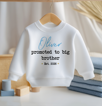 Personalised Big Brother Blue Script Name Est. Stars Sweatshirt for Kids