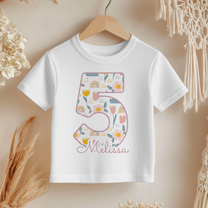 Personalised 5th Birthday Boho Floral Rainbow T-Shirt for Kids