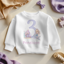 Personalised Name Girls Jumper 3rd Birthday Mermaid Seashell Castle Pearls Bubbles for Kids Gift