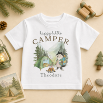 Little Hiking Buddy Kids T-Shirt, Watercolour Hiking Husky Backpack Mountains