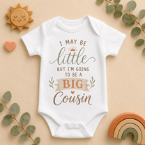 Going To Be A Big Cousin Baby Vest Bodysuit, Eucalyptus Greenery
