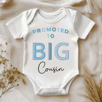 Promoted To Big Cousin Blue Outline Baby Bodysuit