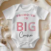 Promoted to Big Cousin Pink Outline Baby Bodysuit