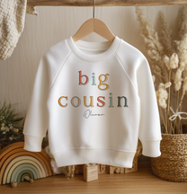 Personalised Big Cousin Outlined Colourful Letters Sweatshirt for Kids