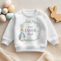 Personalised Easter Peter Rabbit Leaf Wreath Sweatshirt for Boys & Kids