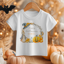 Personalised Halloween Peter Rabbit Pumpkin Wreath T-Shirt for Kids