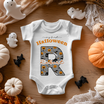 Personalised My First Halloween Witch Hat Initial Baby Bodysuit