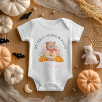 Personalised Baby My First Pumpkin Patch Bear Bodysuit for Kids