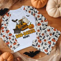 Boo-Dozer Bulldozer Boys Halloween Personalised Toddler & Kids Pyjamas Set