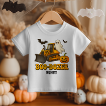 Boo-Dozer Bulldozer Boys Halloween Personalised Toddler & Kids T-Shirt