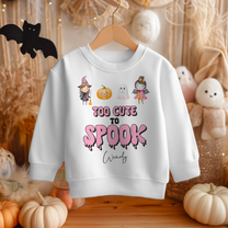 Personalised Kids Pink Spook Witch & Vampire Halloween Sweatshirt for Girls