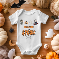 Personalised Orange Spook Skeleton & Vampire Halloween Baby Bodysuit