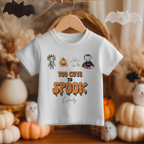 Personalised 'Too Cute To Spook' Skeleton Ghost Vampire T-Shirt for Kids