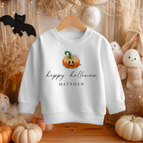 Personalised Happy Halloween Pumpkin Illustration Sweatshirt for Kids
