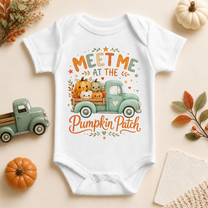 Halloween Truck Baby Vest Bodysuit, Meet Me at the Pumpkin Patch