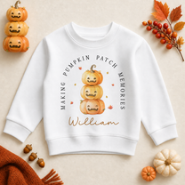 Personalised Halloween Stacked Pumpkin Faces Sweatshirt for Kids