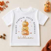 Personalised Halloween Stacked Pumpkin Faces T-Shirt for Kids
