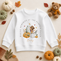 Personalised Halloween Autumn Teddy Bear Pumpkin Patch Sweatshirt for Kids