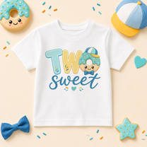 Blue Donut Two Sweet 2nd Birthday Kids T-Shirt for Boys