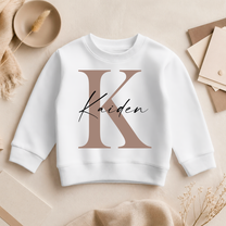 Personalised Initial Sweatshirt Nude Letter and Name for Toddlers and Kids