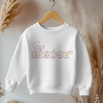 Big Sister Pastel Floral Text Sweatshirt for Girls & Kids