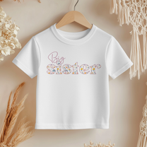 Big Sister Boho Pastel Floral T-Shirt for Girls & Kids