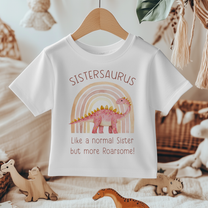 Sistersaurus Pink Dinosaur Rainbow T-Shirt for Girls & Kids