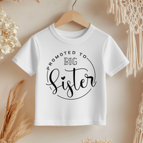 Promoted to Big Sister Heart Text T-Shirt for Girls & Kids