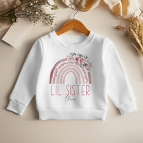 Personalised Kids Lil Sister Boho Floral Rainbow Sweatshirt for Girls