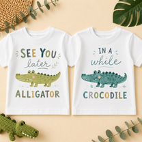 Twins See You Later Alligator Kids T-Shirt Set, Matching Pair