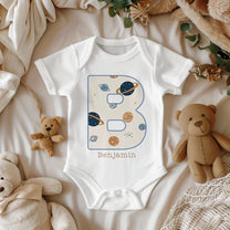 Personalised Planets & Stars Initial Baby Bodysuit