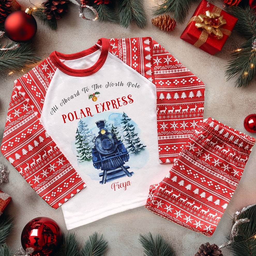 The Polar Express Pigiama Bambino 2 Pezzi – Maglia Manica Lunga E Pantalone, Blu, Taglie 3-10 Anni