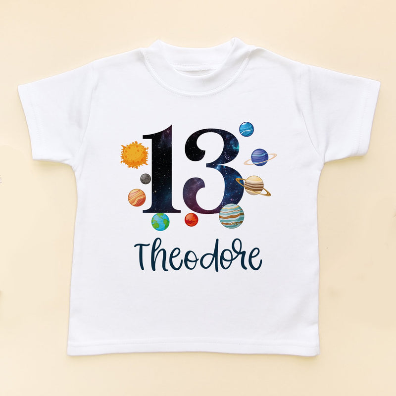 13th Birthday Solar System Personalised Space/Galaxy T Shirt - Little Lili Store (8828657008920)