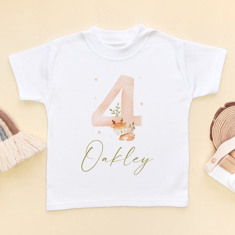 4th Birthday Cute Deer Personalised T Shirt - Little Lili Store (8098468987160)