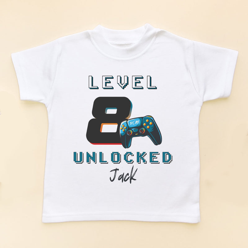 8th Level Unlocked Gamer Birthday Personalised T Shirt - Little Lili Store (8828683223320)