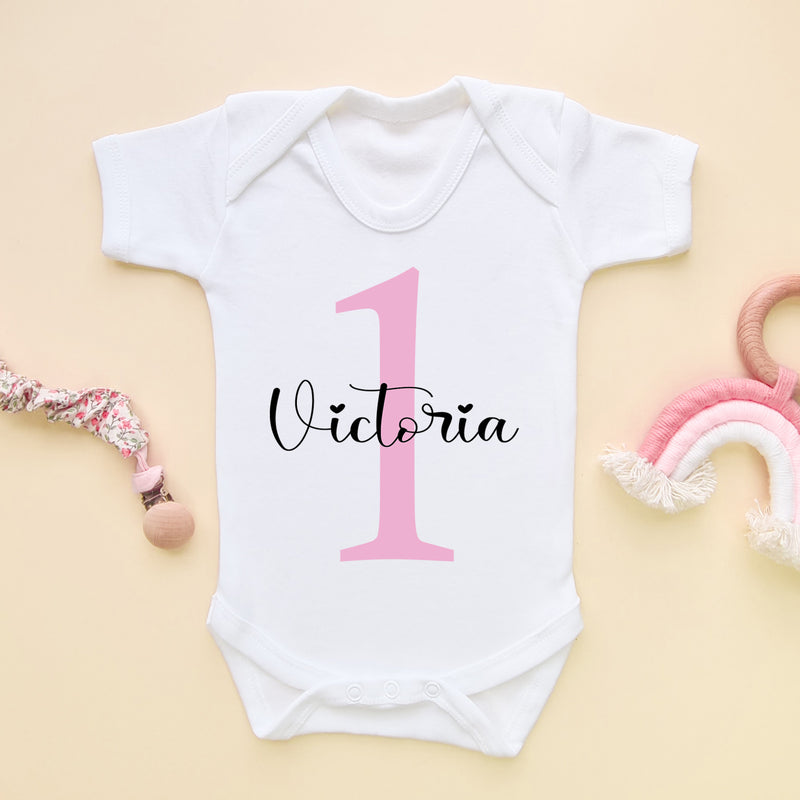 1st Birthday Girl Personalised Baby Bodysuit (6565585485896)