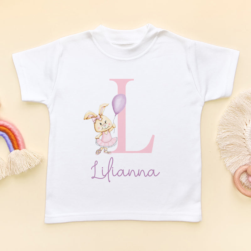 Personalised Girl Name With Letter T Shirt (5861788778568)