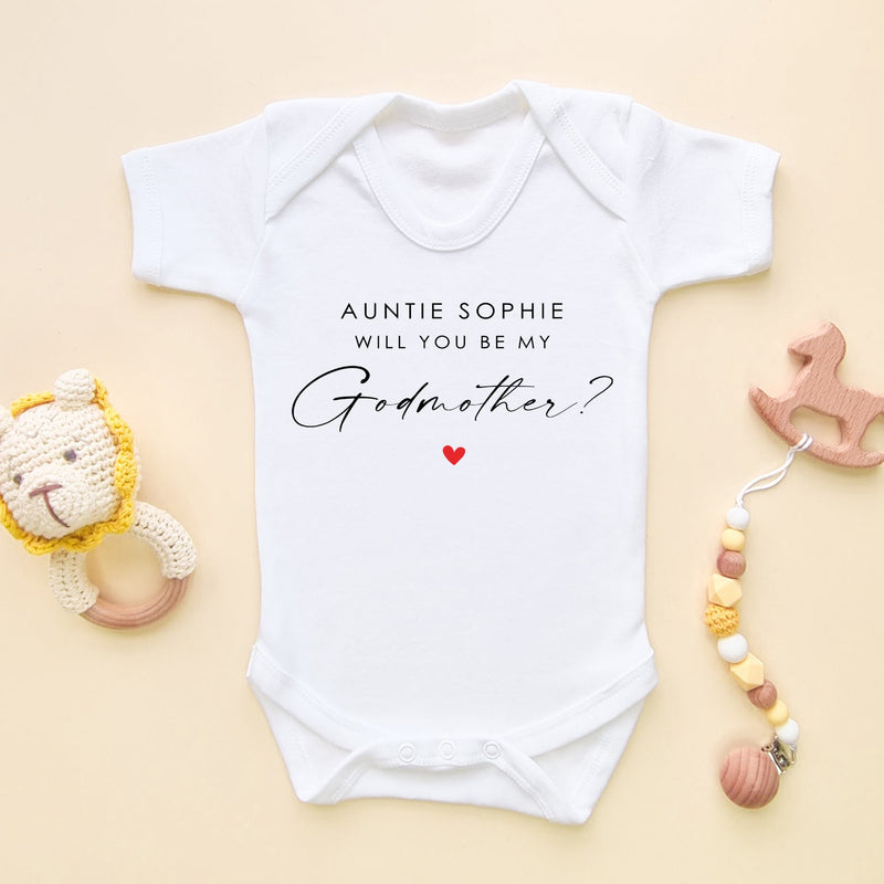 Auntie Will You Be My Godmother Personalised Baby Bodysuit - Little Lili Store (6608666165320)