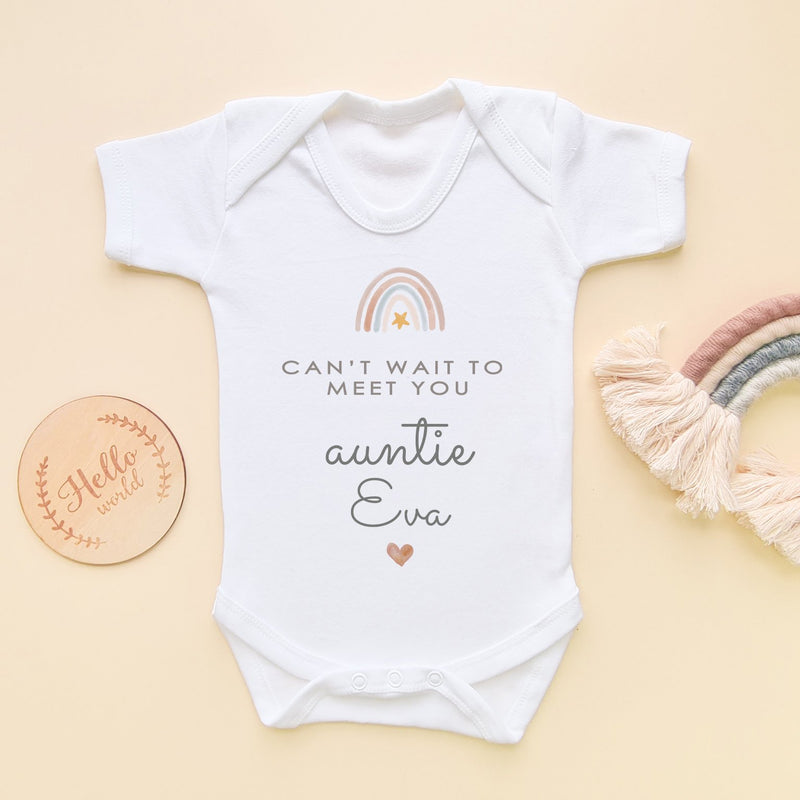 Can't Wait To Meet You Auntie Personalised Baby Announcement Bodysuit - Little Lili Store (8902920405272)