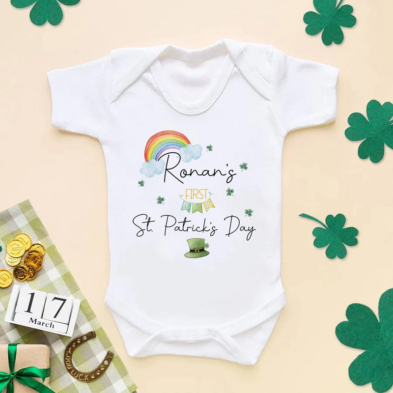 First St Patrick's Day Rainbow Personalised Baby Bodysuit - Little Lili Store (8145198842136)