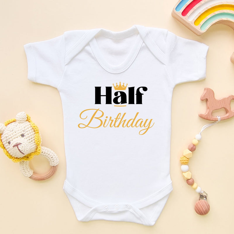 Half Birthday Crown Baby Bodysuit - Little Lili Store (6670917042248)