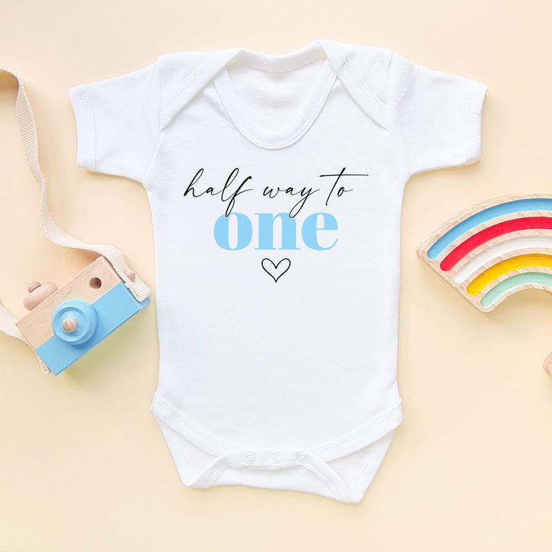 Half Way to One Boy Baby Bodysuit - Little Lili Store (6670916583496)