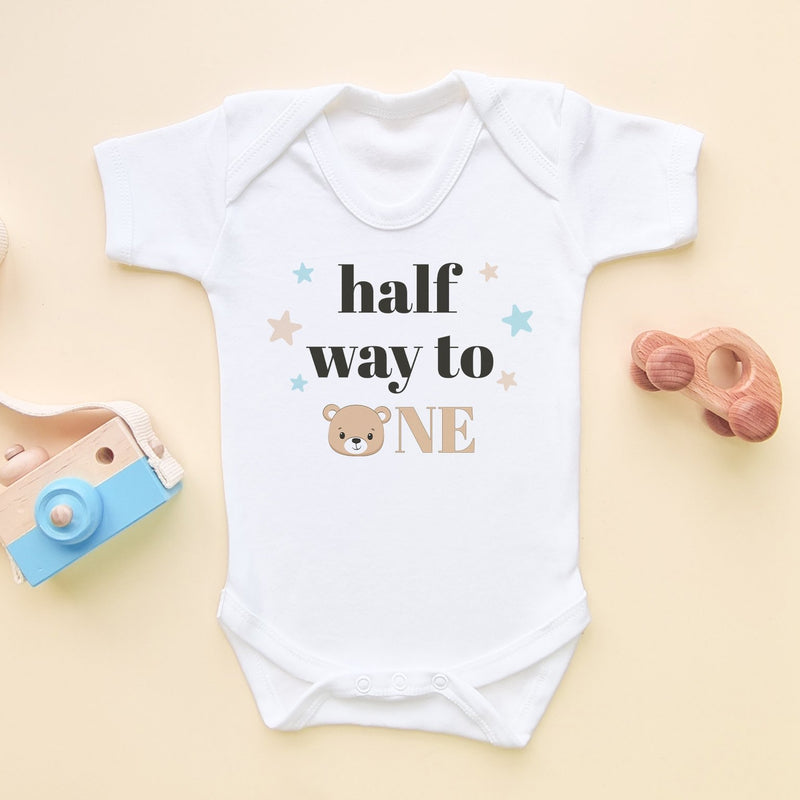 Half Way to One Cute Teddy Baby Bodysuit - Little Lili Store (6670916124744)