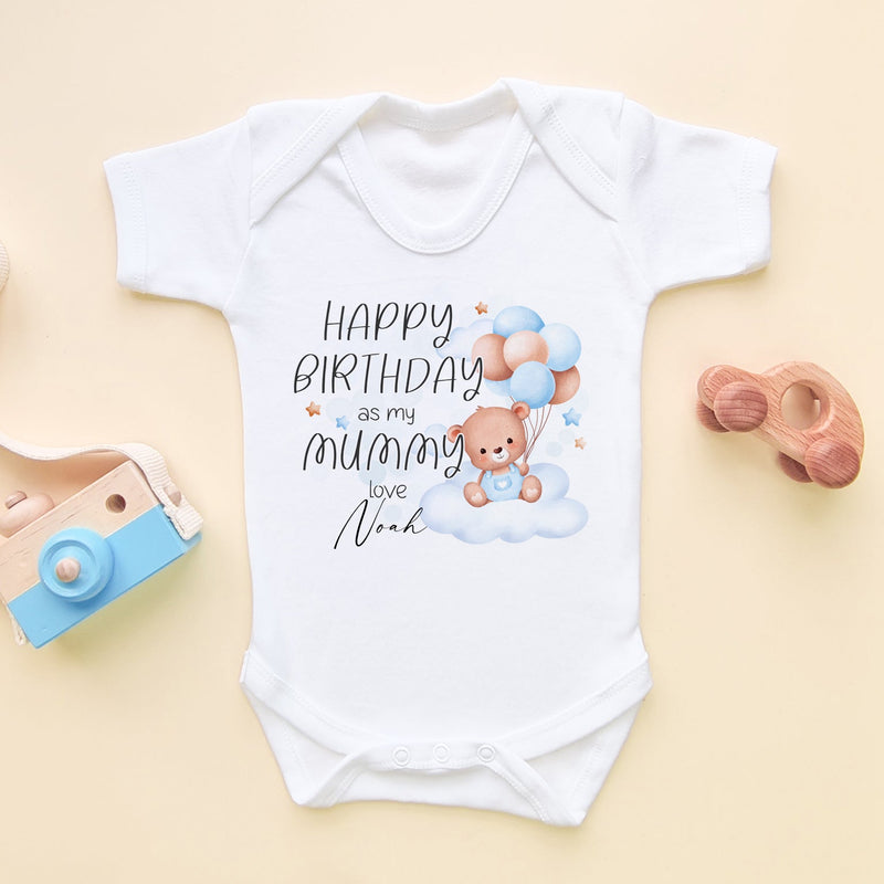 Happy Birthday As My Mummy (Boy) Personalised Name Baby Bodysuit - Little Lili Store (8026128744728)